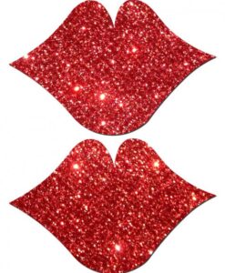 Lips Kisses Red Glitter Pasties O/S