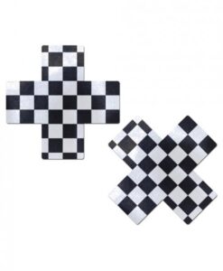 Pastease Checker Cross X Black White Pasties O/S