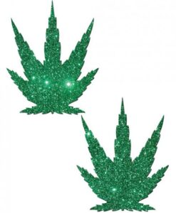 Pastease Green Glitter Marijuana Leaf O/S