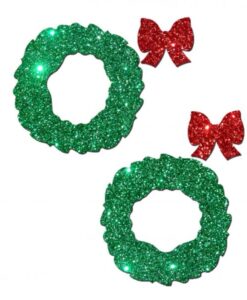 Wreath with Bows Glitter Green Red Pasties