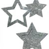 Pastease Glitter Peek A Boob Stars Silver Pasties