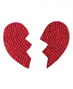 Rhinestone Broken Heart Reusable Pastie Red O/S