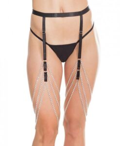 Coquette Darque Elastic & Chain Garterbelt Bk O/s