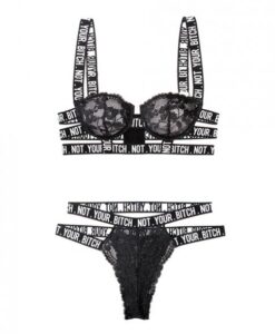 Vibes Not Your Bitch Lace Bra & Cutout Panty Black  M/L