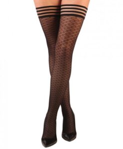 Beth Ann Honeycomb Thigh High Stockings Black Size A