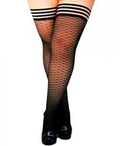 Beth Ann Honeycomb Thigh High Stockings Black Size D