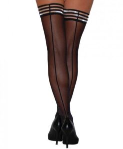 Kixies Lois Thigh Highs Black Back Seam Black B