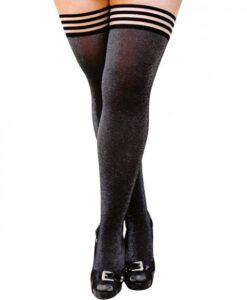 Kixies Kaylee Grey Shimmer Thigh High Gray D