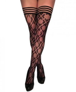 Kix'ies Elle Dot Fishnet Diamond Thigh High Black B