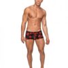 Kiss Me Stretch Mesh Mini Shorts Black Red Small