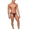 Kiss Me Mesh Micro Thong V Black Red S/M