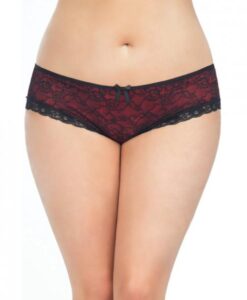 Cage Back Lace Panty Black Red 1X/2X