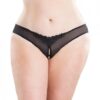 Crotchless Thong with Pearls Black O/S