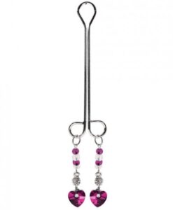 Bijoux Cli Clamp Double Loop with Heart Charm & Fuchsia Beads