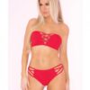 Pink Lipstick Truth Or Bare 2 Piece Bra Set Red S/M