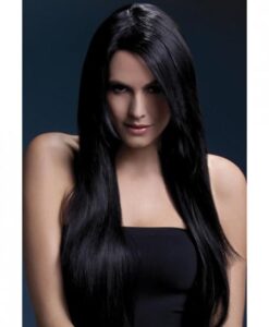 Smiffy Fever Wig Amber 28 inches Long with Bangs Black