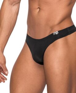 Male Power Seamless Sleek Sleek Thong W/sheer  Pouch Black Sm