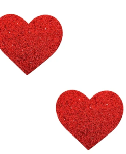 Neva Nude Pasty Hearts Glitter Red