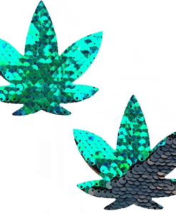 Neva Nude Pasties Pot Leaf Sequin Green To Black