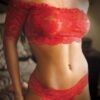Vixen Rose & Thorn Lace Crop Top & Matching Panty Red L/xl