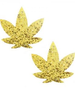 Neva Nude Pasty Weed Leaf Glitter Sparkle Gold