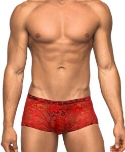 Mini Shorts Stretch Lace Small Red