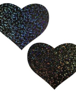 Pastease Glitter Heart Black Pasties