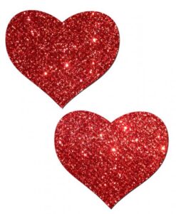 Heart Red Glitter Pasties O/S