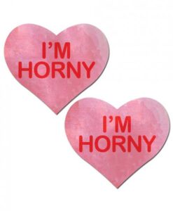 Pastease Love Liquid Pink Heart I'm Horny Nipple Pasties
