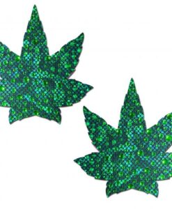 Pastease Indica Pot Leaf Crystal Green Weed Nipple Pasties