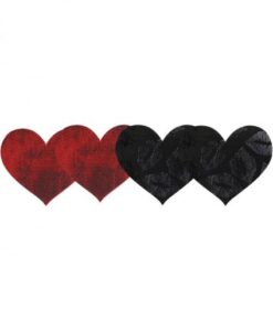 Stolen Kisses Hearts Pasties Red, Black 2 Pack