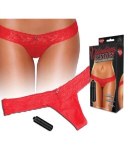 Vibrating Panties Lace Thong Hidden Vibe Pocket Red M/L