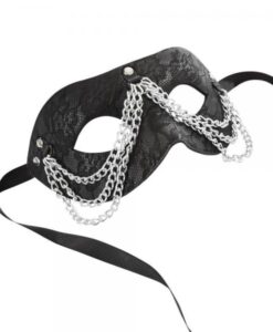 Sincerely Chained Lace Mask Black O/S