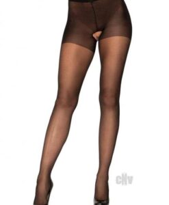 Sheer Nylon Crotchless Pantyhose Os Blk