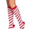 Candy Cane Lurex Knee High Os Red/wht