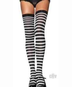 Nylon Stocking W/stripe 1x-2x Blk/wht
