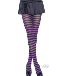 Striped Tights Plus Black/purple