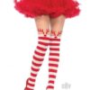 Rudolph Reindeer Stripe Thigh Os Red/wht