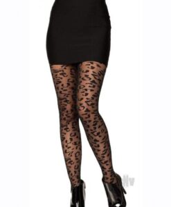 Sheer Leopard Tights Os Black