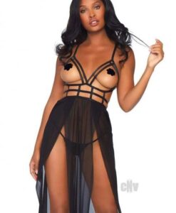 Cage Maxi Dress Gstring 2pc S/m Black