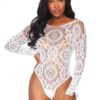 Crochet Lace Crotch Thong Teddy M/l Whit