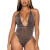 Shimmer Lurex Teddy Thong Os Black/silv