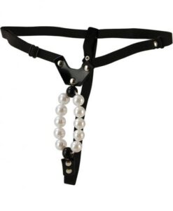 Lovers Thong With Pleasure Pearls Black