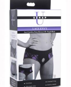 Strap U Lace Envy Crotchless S/m Purple