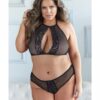 Allure Elise Halter Neck Top & Open Back Panty Black 1x/2x