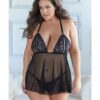 Allure Juliette Open Cup Babydoll W/open G-string Black 2x/3x