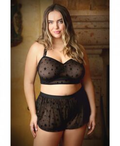 Curve Nova Star Halter Top & Shorts Black 3x/4x