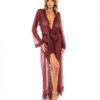 Provence Eyelash Lace Floor Length Robe Zinfandel L/xl