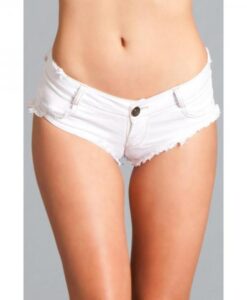Sexy Cut Off Low Waist Booty Denim Shorts White Small
