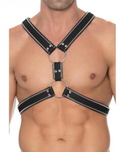 Premium Leather O-ring Zipper Series Bulldog Harness L/xl Black